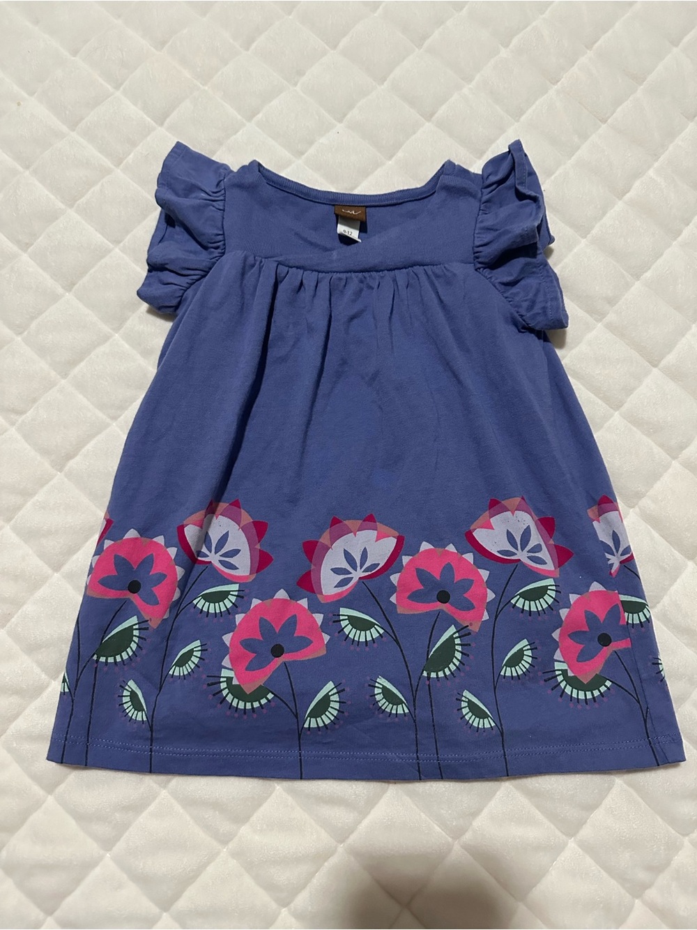 TEA Collection purple Floral Ruffle-Sleeve Dress